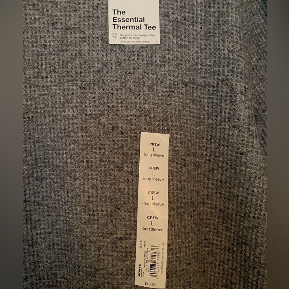 Sonoma Essential Gray Thermal Tee. NWT. Size L. - Picture 4 of 4